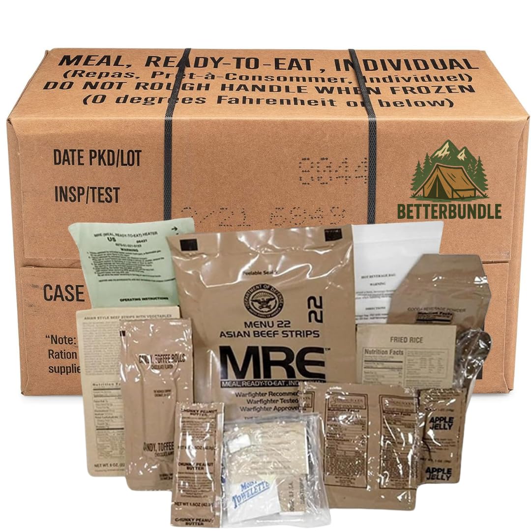Meals Ready to Eat (MRE) Variety Pack (A or B Case) - Nutritional Emergency Food Rations - Freeze Dried Food w/ Flameles