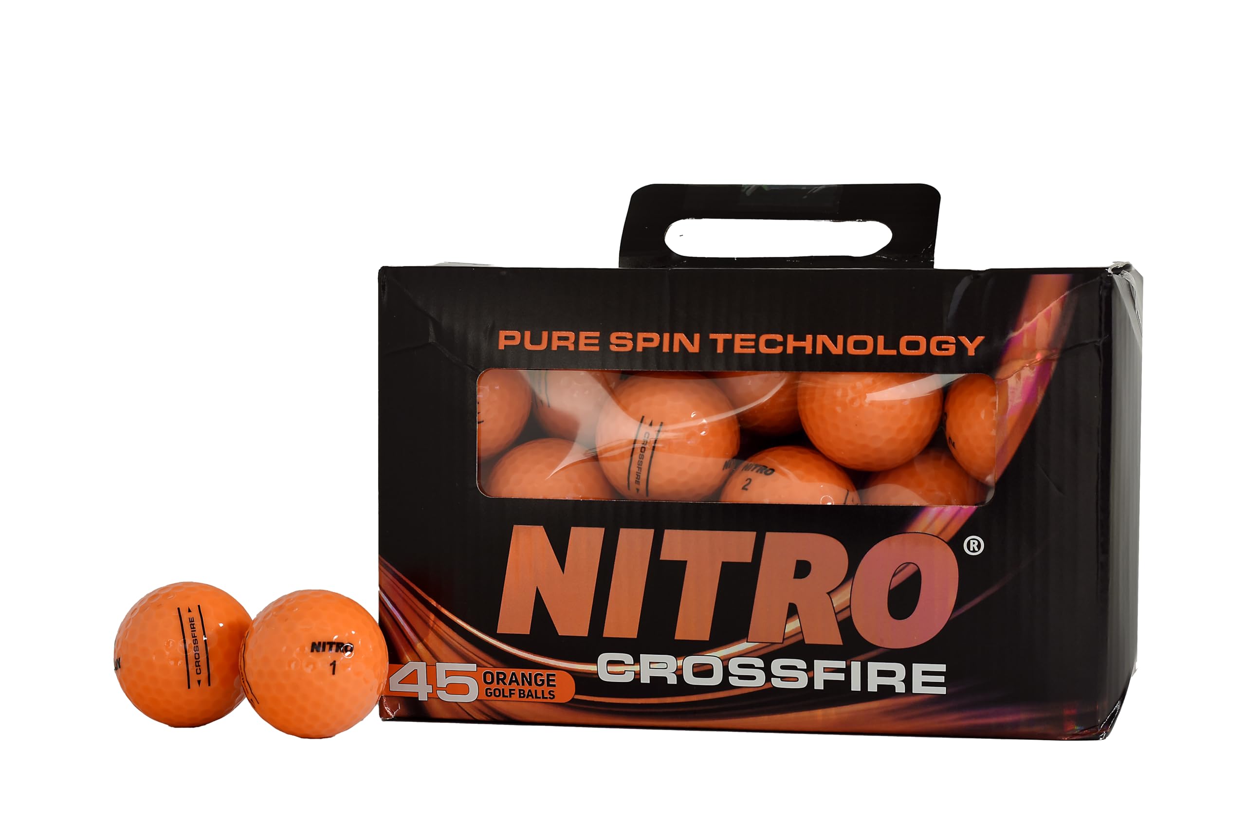 Nitro Crossfire 45 Golf Balls, Orange - Golf Enthusiasts - Practice Sessions - High Durability and Long Distance - Golf