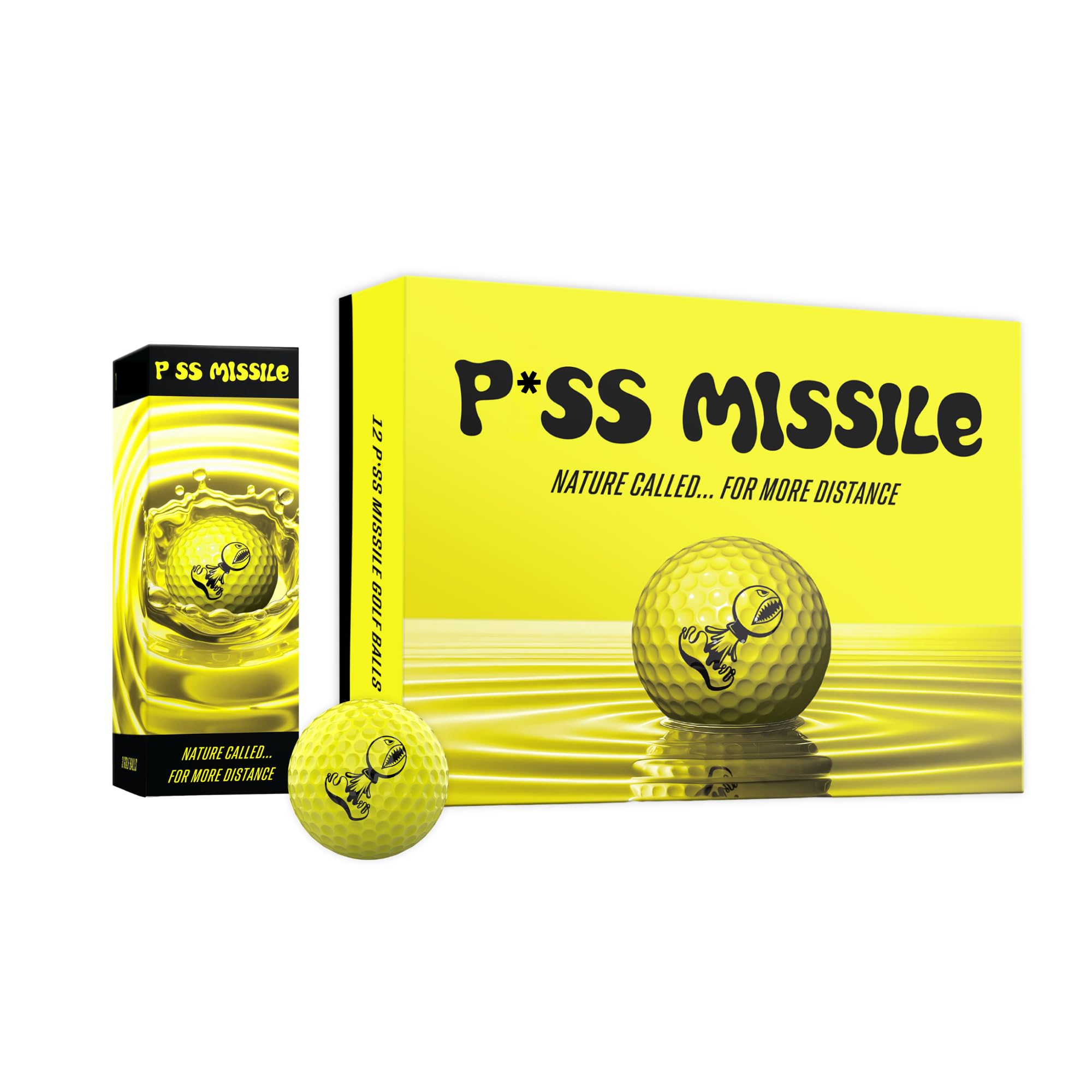 P*ss Missile Distance Golf Balls - High Compression Core, Lower Spin, Better Trajectory for Longer, Straighter Shots - 4
