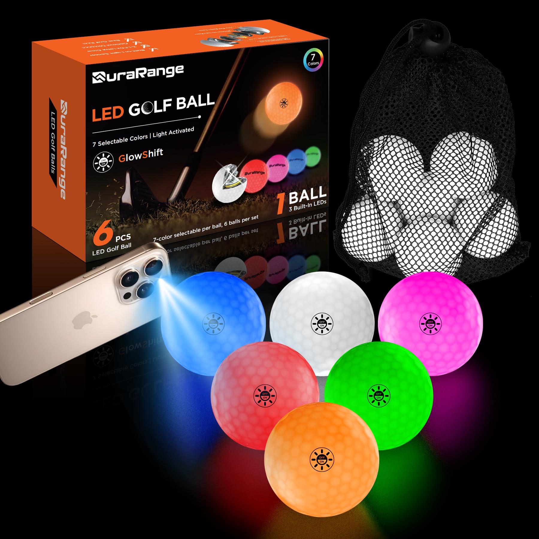 Glow in The Dark Golf Balls - Ultra Bright LED Golf Balls for Night Golf
